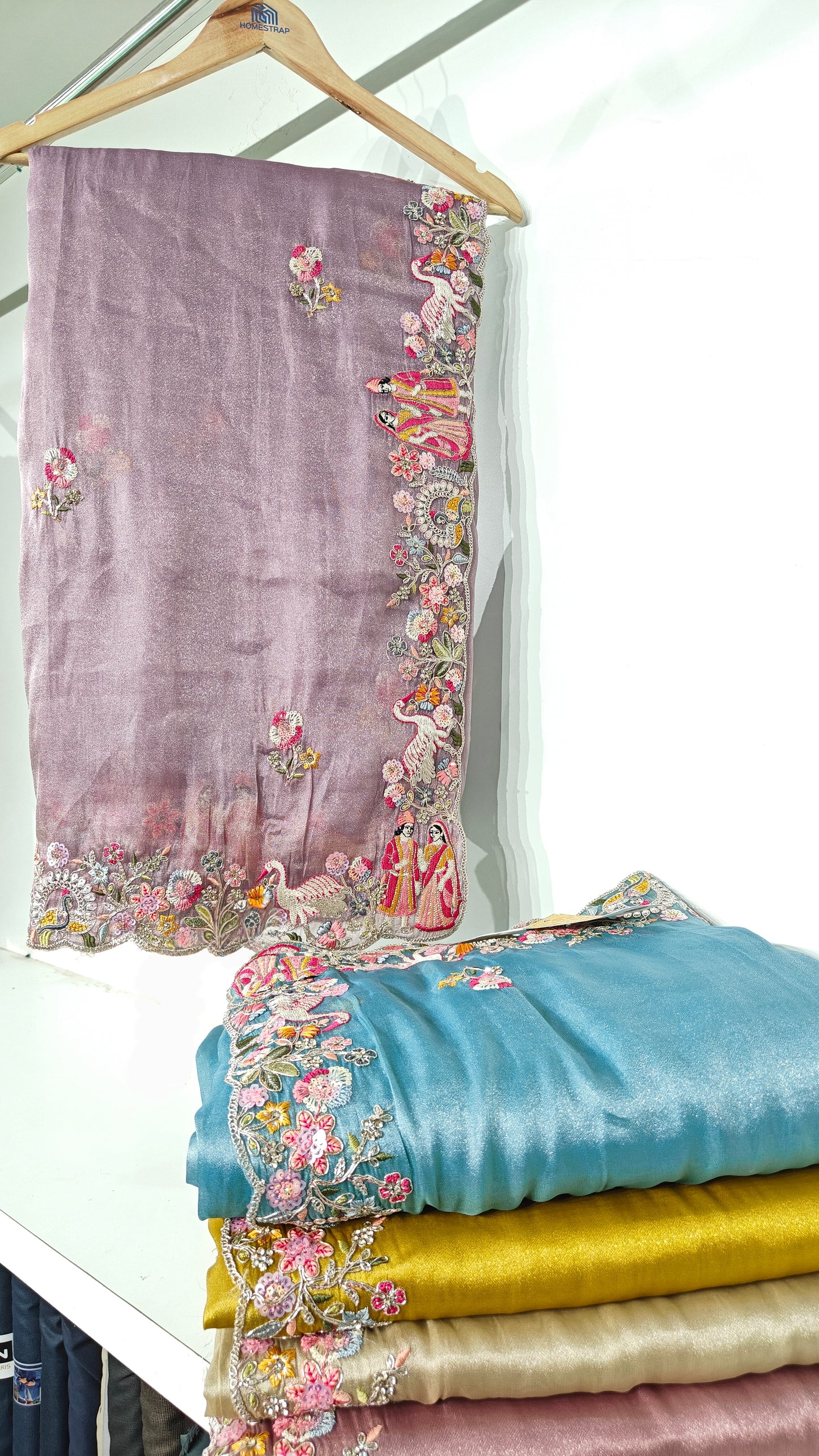 Lavender Organza Sequins Dulha-Dulhan Work Saree