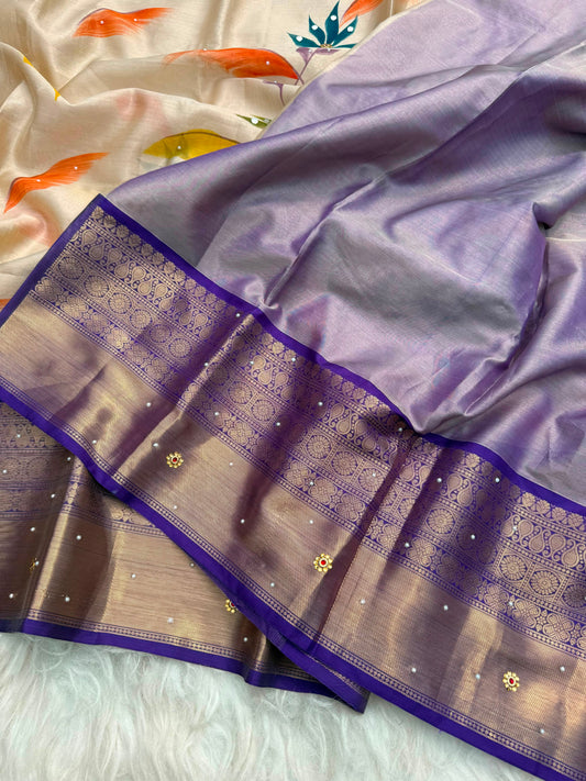 Noor Blossom – Banarasi Mirror Tissue Silk Saree