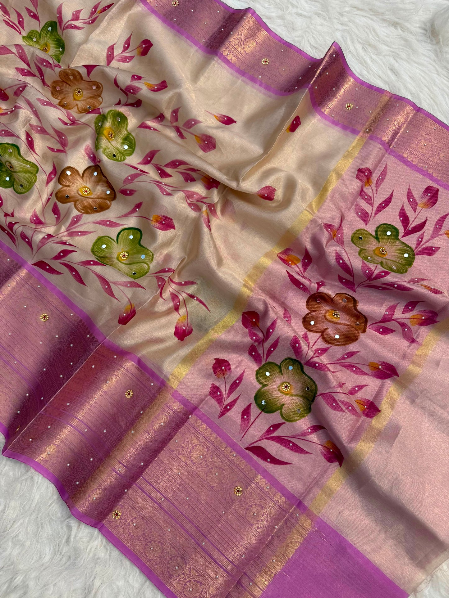 Meher Blossom – Banarasi Mirror Tissue Silk Saree