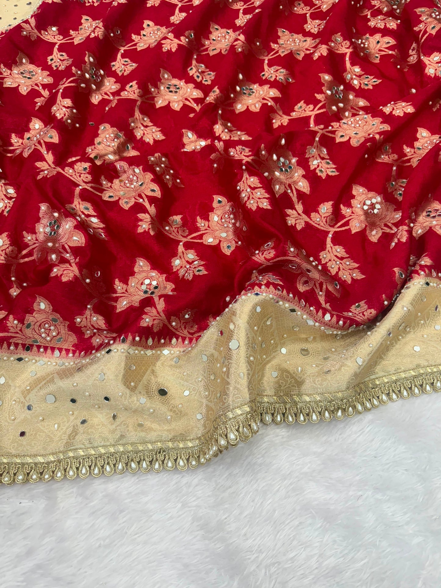Ruby Red Banarasi Warm Silk Saree