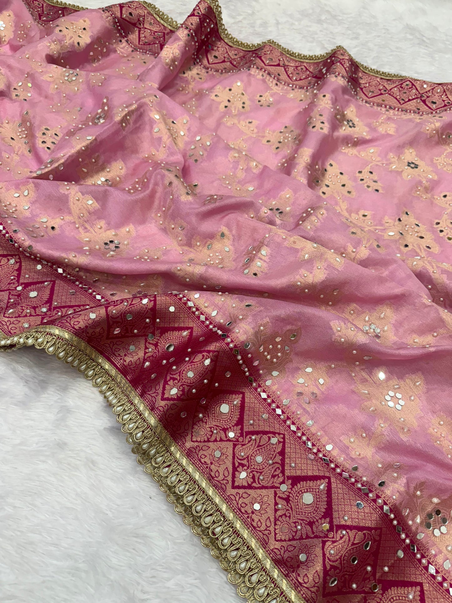 Blush Pink Banarasi Warm Silk Saree