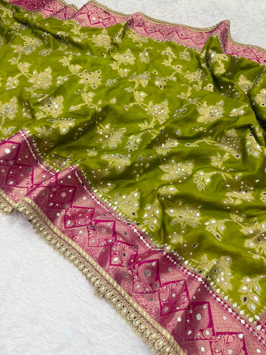 Mehendi Green Banarasi Warm Silk Saree