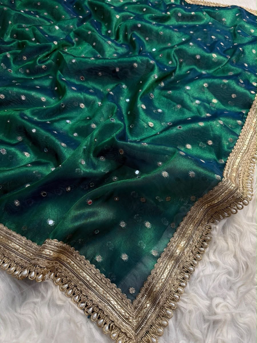 Peacock Mirror Tissue Saree