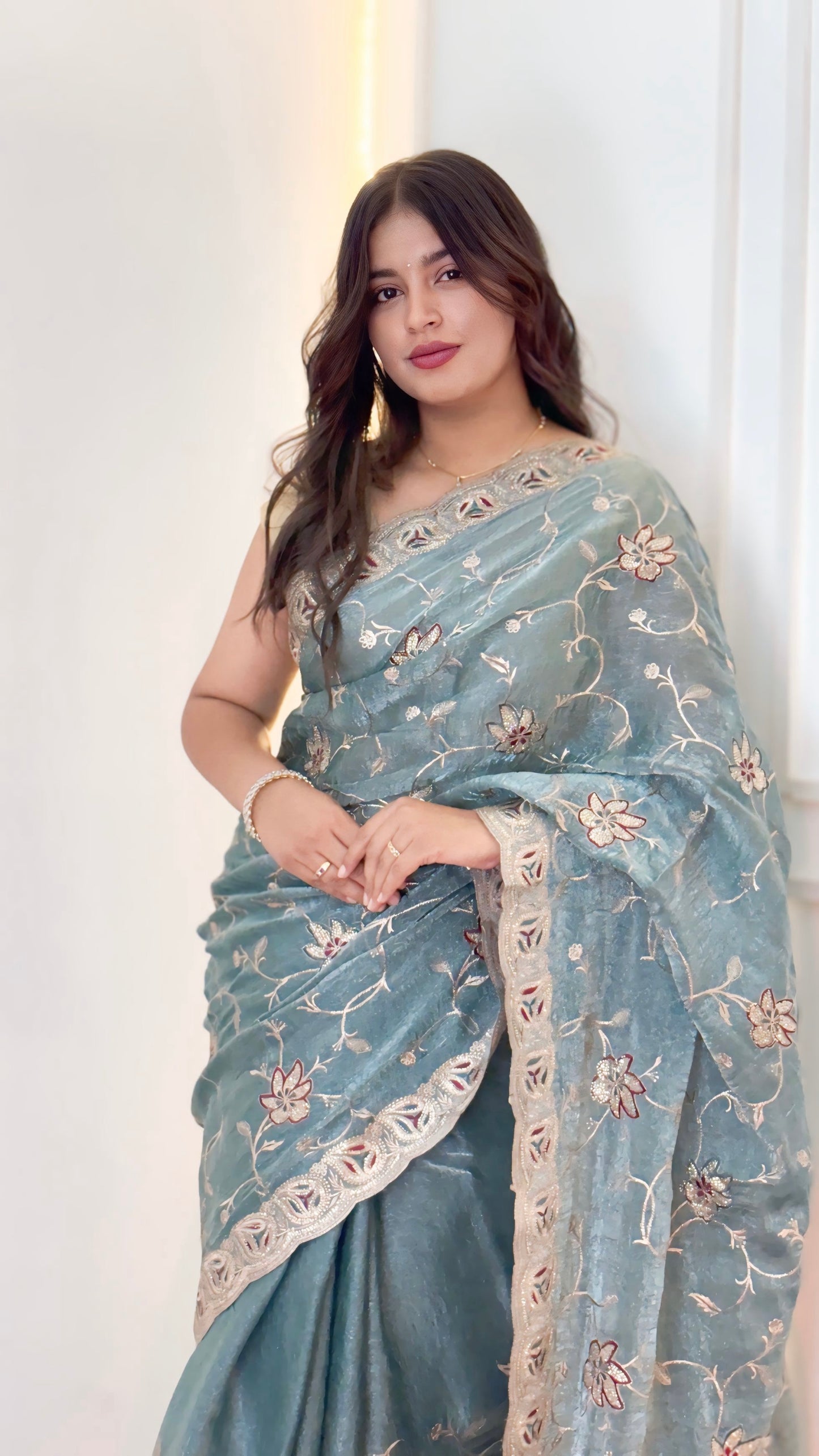Ice Blue Soft Silk Saree