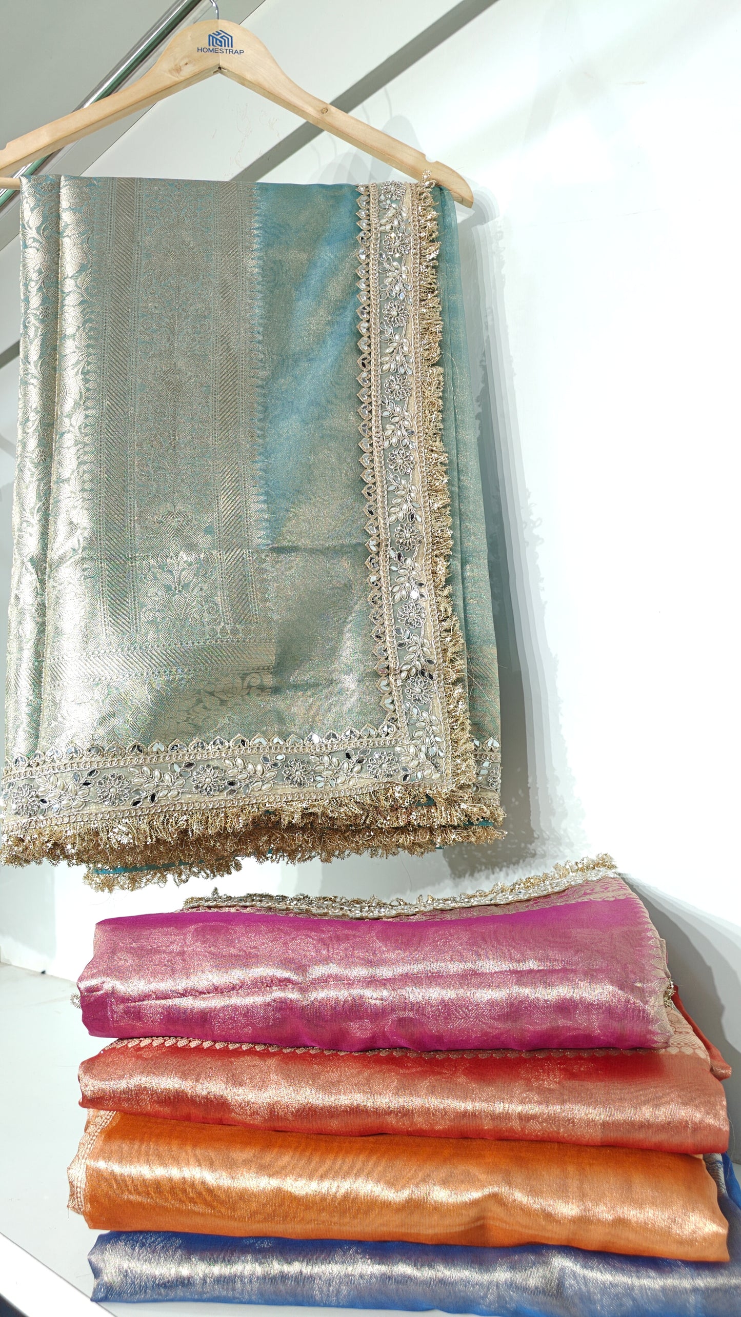 Aqua Mist Blue Soft Tissue Silk Saree