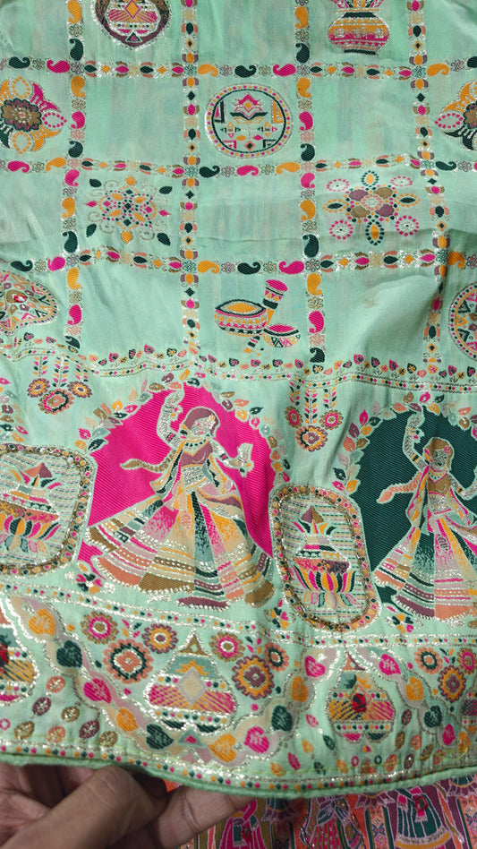 Mint Raj Utsav Pashmina Silk Saree