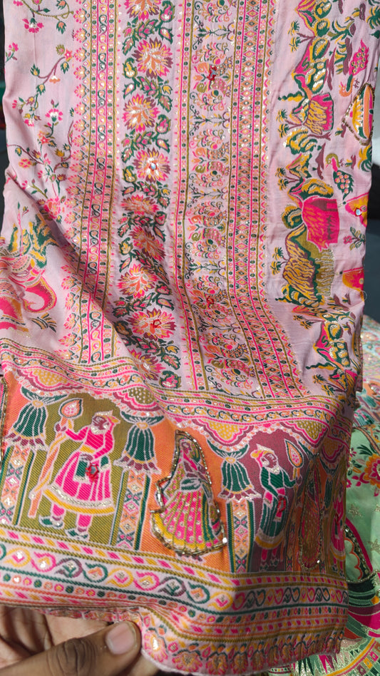 Dusty Pink Rajrang Pashmina Silk Saree
