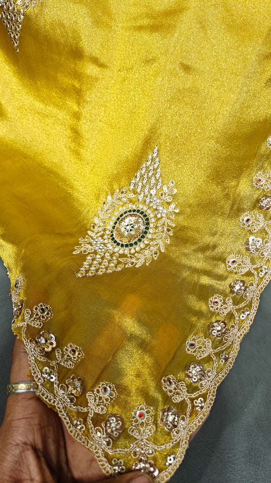 Golden Yellow Soft Organza Saree