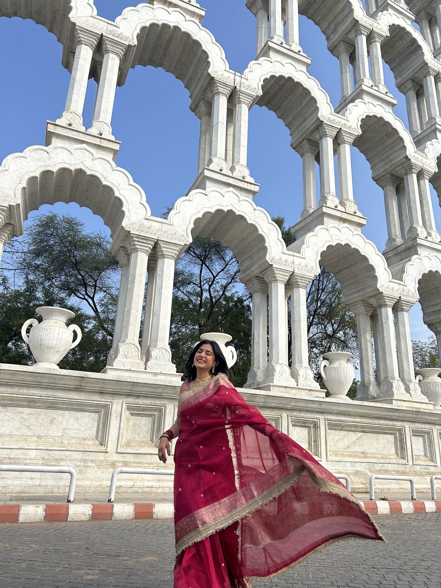Rani Pink Banarasi Soft Maharani Glass Tissue Silk Saree