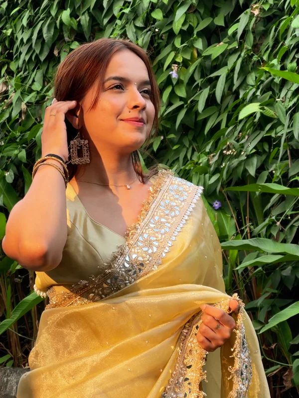 Yellow Banarasi Soft Glass Tissue Silk Saree