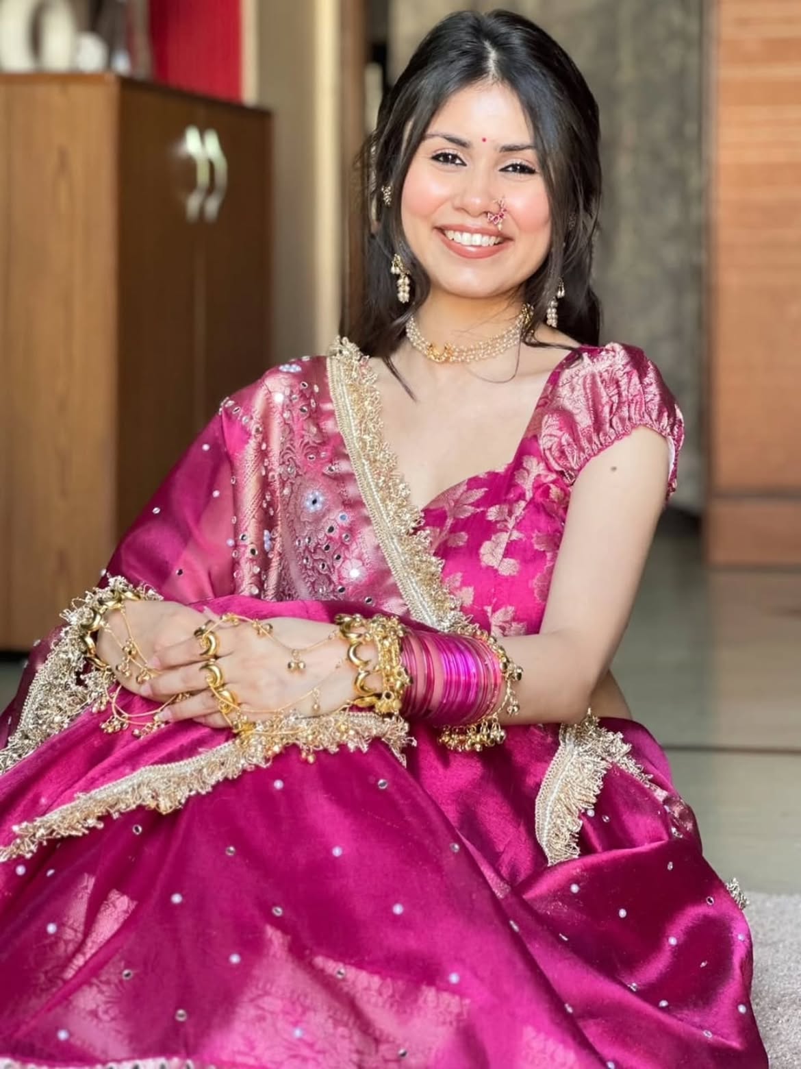 Rani Pink Banarasi soft tissue silk saree
