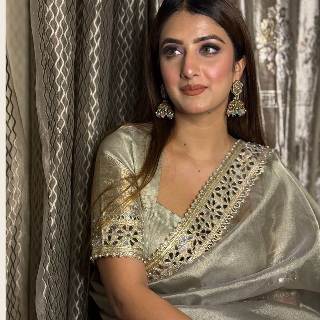 Grey Banarasi Soft Glass Tissue Silk Saree