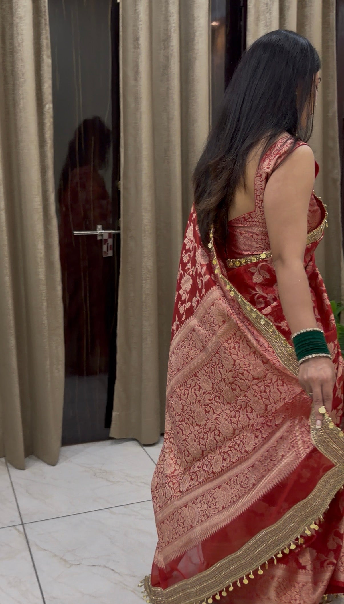 Red Banarasi Soft Jaal Tissue Silk Saree