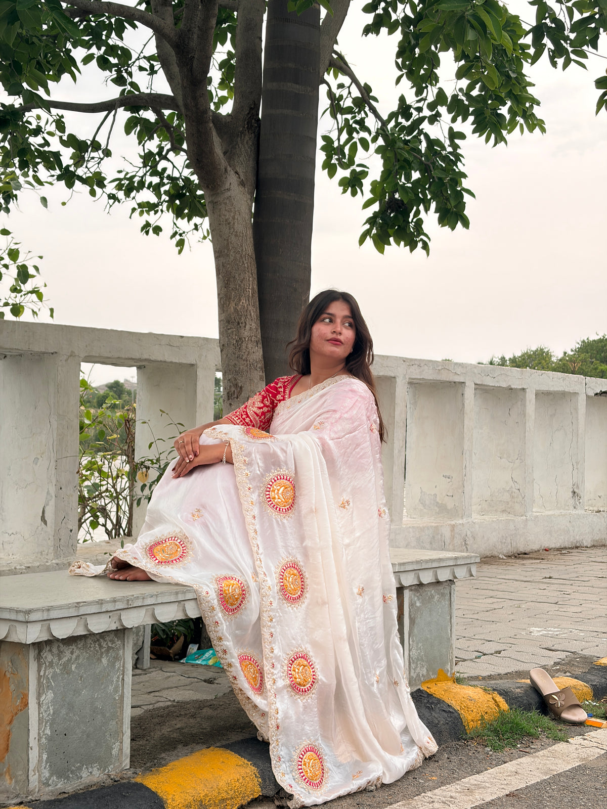 Creamy White Soft Silk Saree