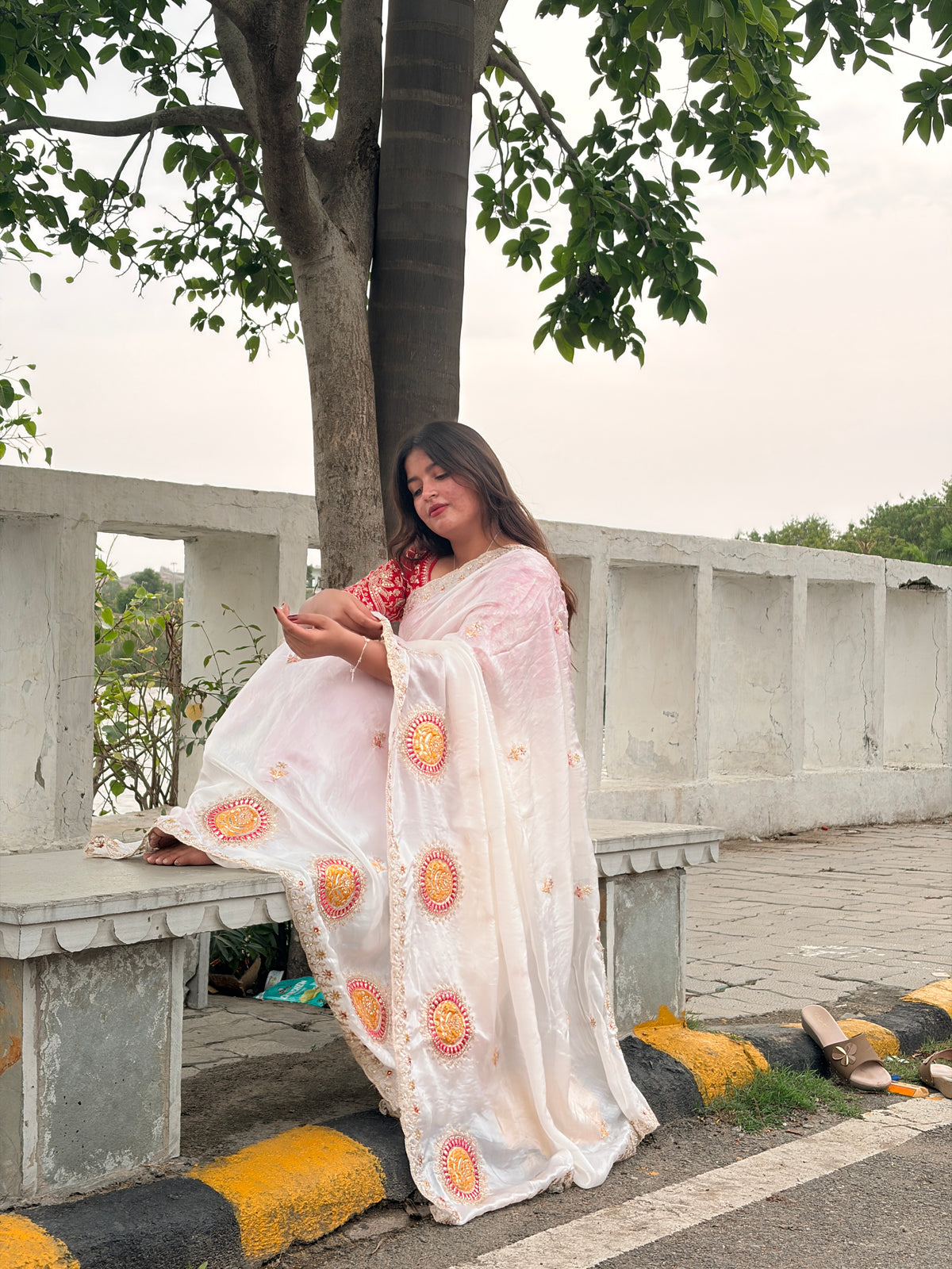 Creamy White Soft Silk Saree