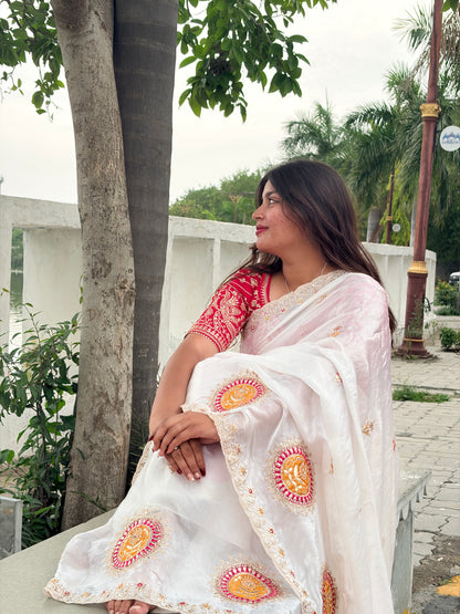 Creamy White Soft Silk Saree