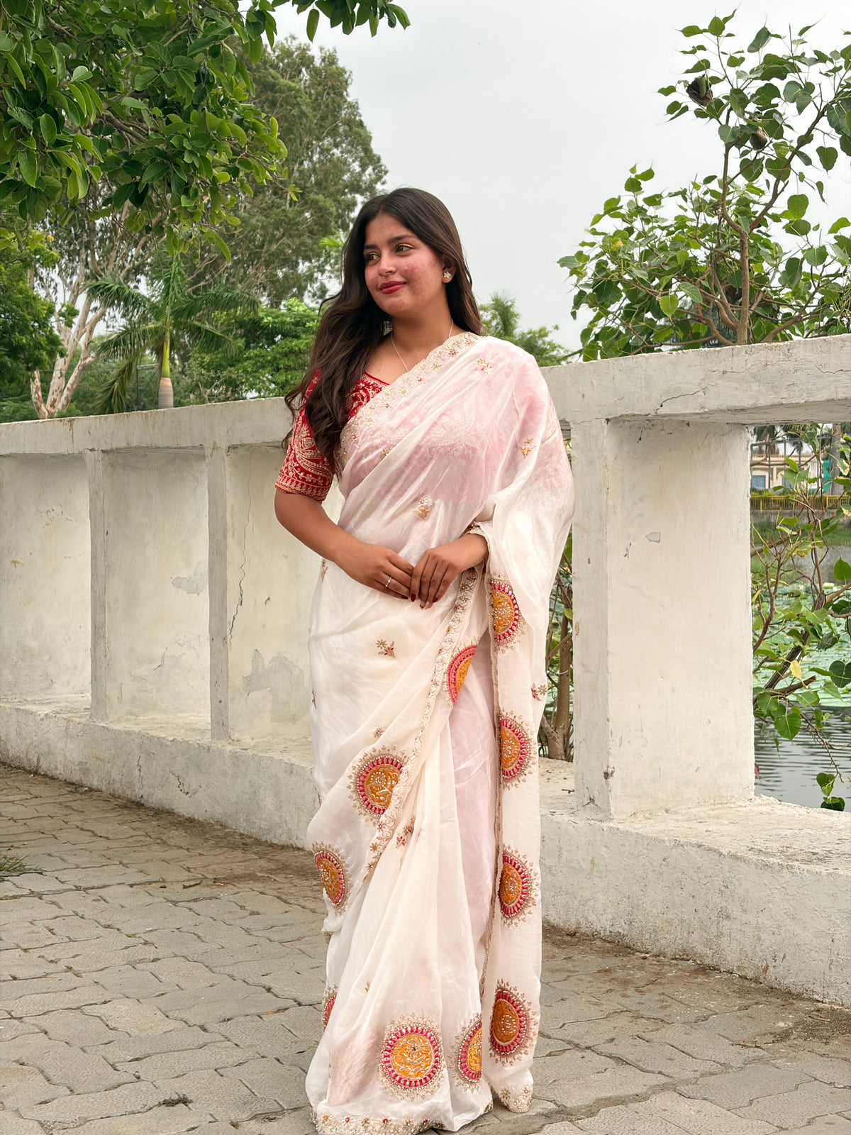 Creamy White Soft Silk Saree