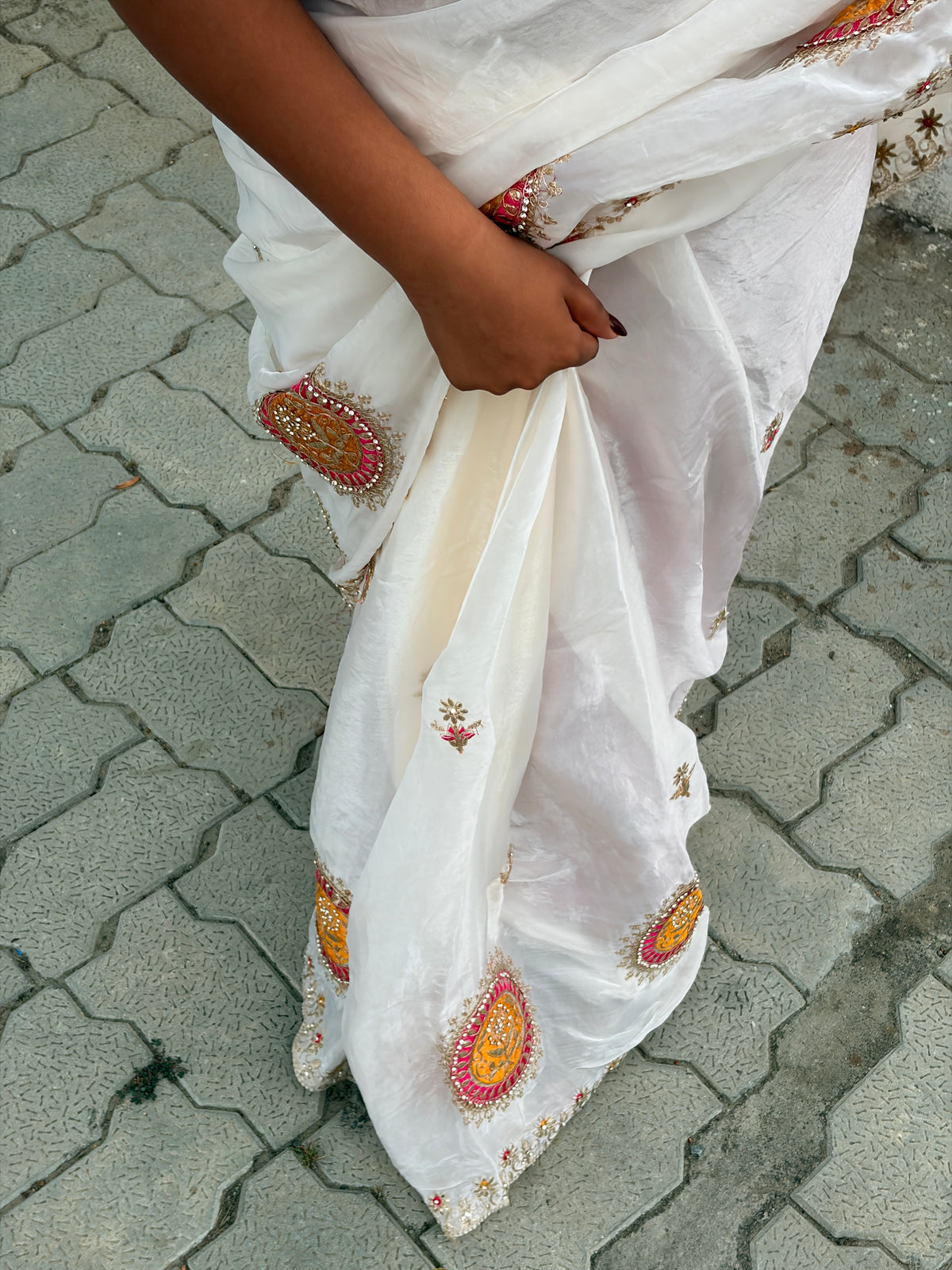 Creamy White Soft Silk Saree