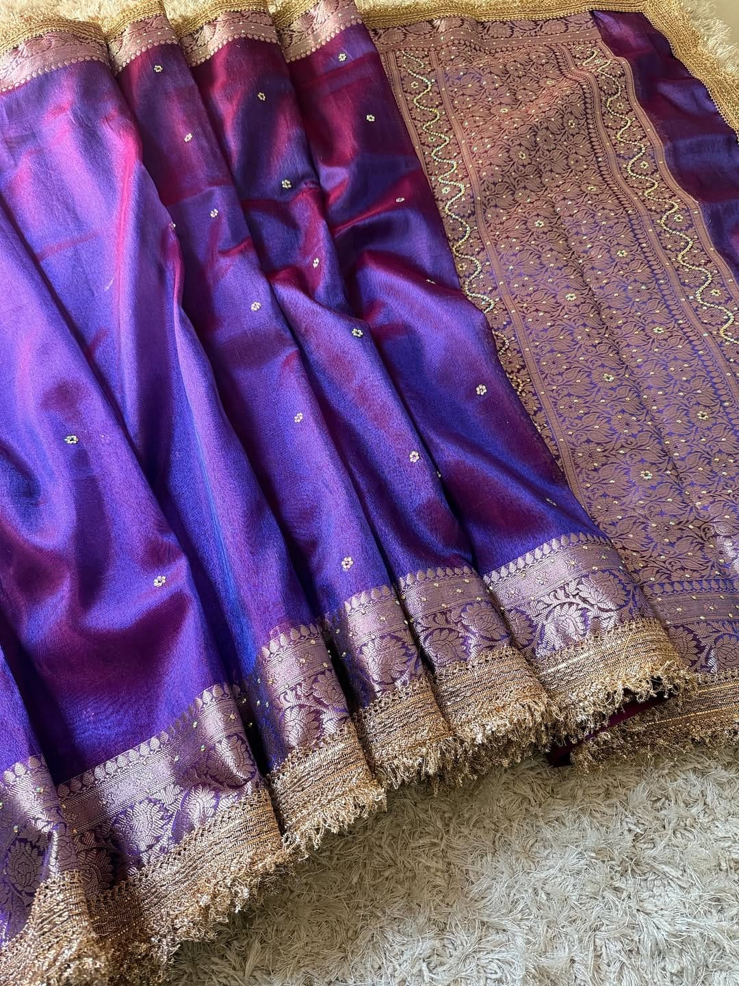 Blue Banarasi Soft Maharani Glass Tissue Silk Saree