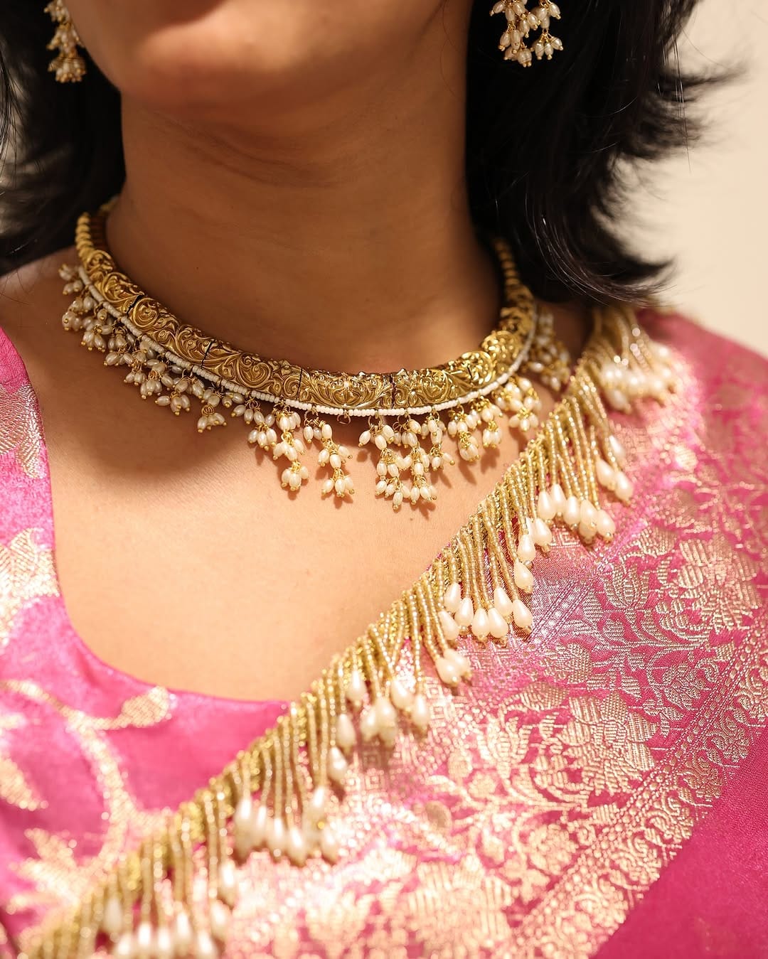 Pink Banarasi Soft Maharani Glass Tissue Silk Saree