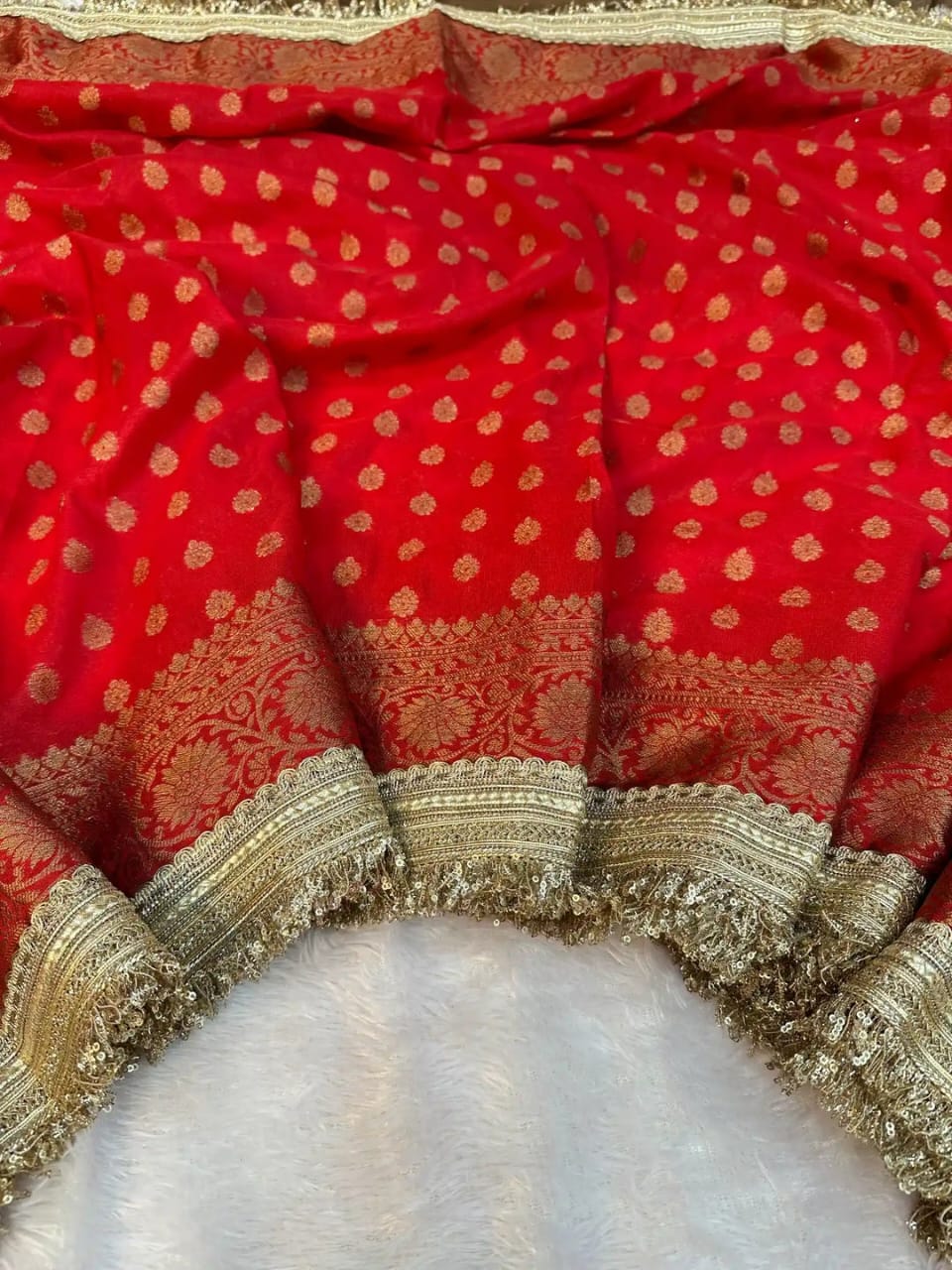 Sindoor Red Banarasi Soft Georgette Silk Saree