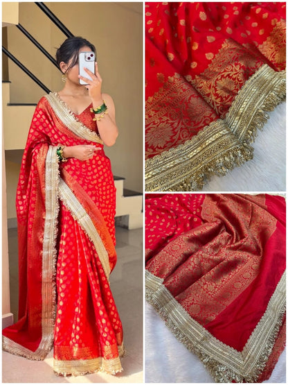 Sindoor Red Banarasi Soft Georgette Silk Saree