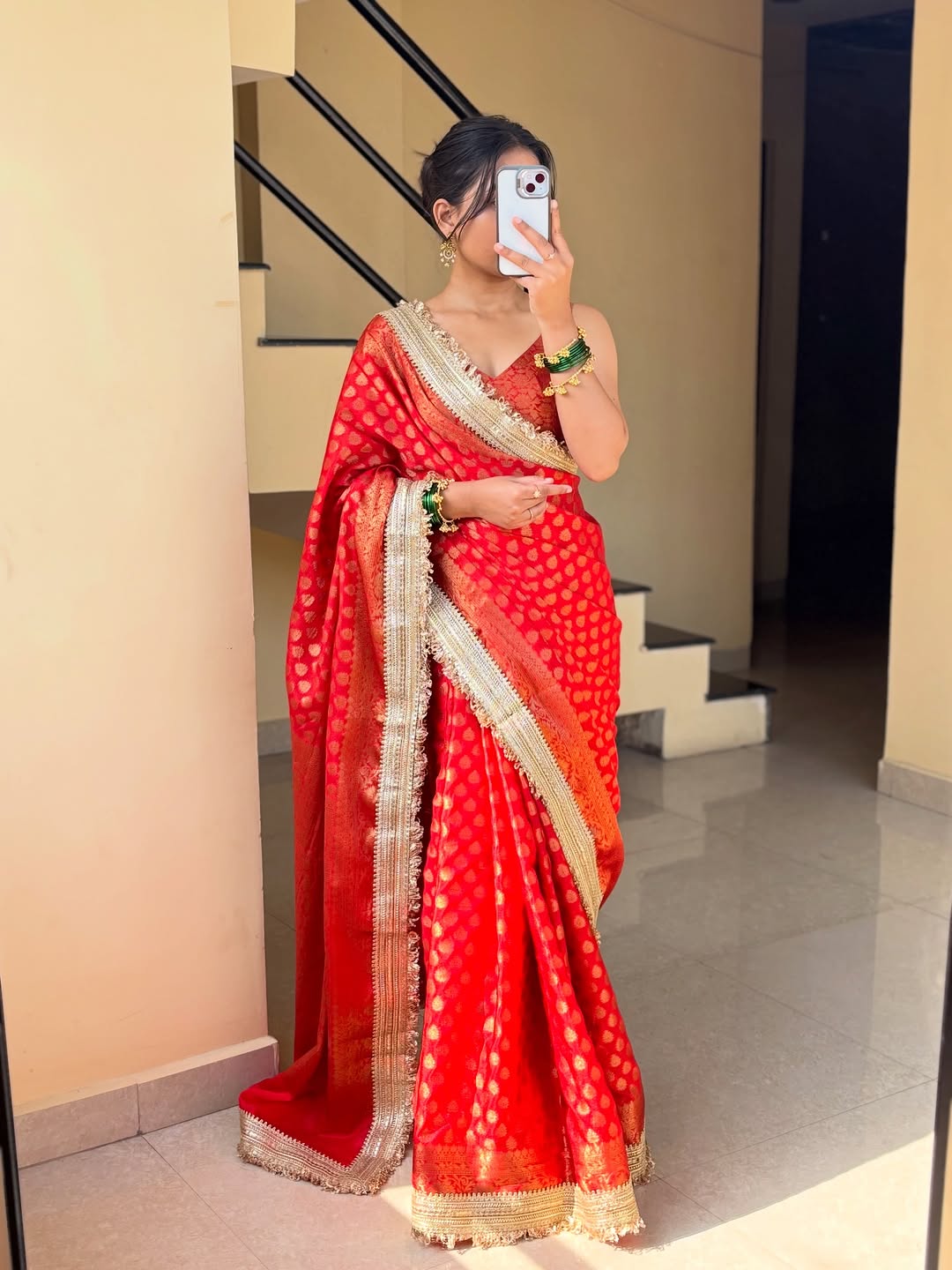 Sindoor Red Banarasi Soft Georgette Silk Saree