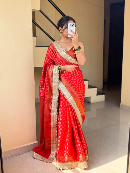 Sindoor Red Banarasi Soft Georgette Silk Saree