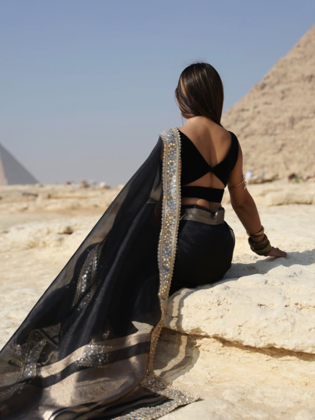 Black Banarasi Soft Glass Tissue Silk Saree