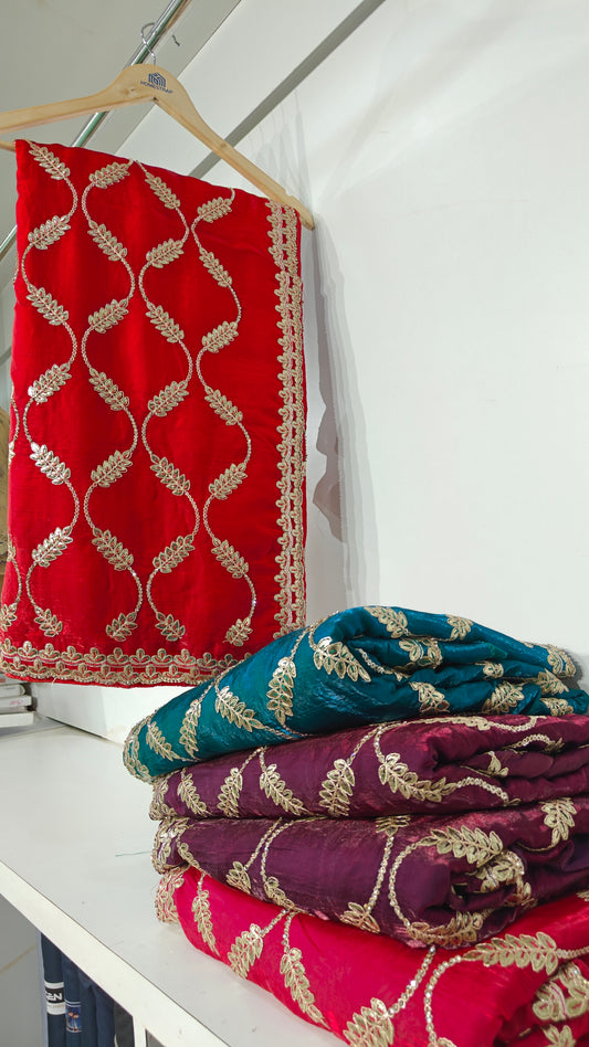 Red Gotta Patti Satin Silk Saree