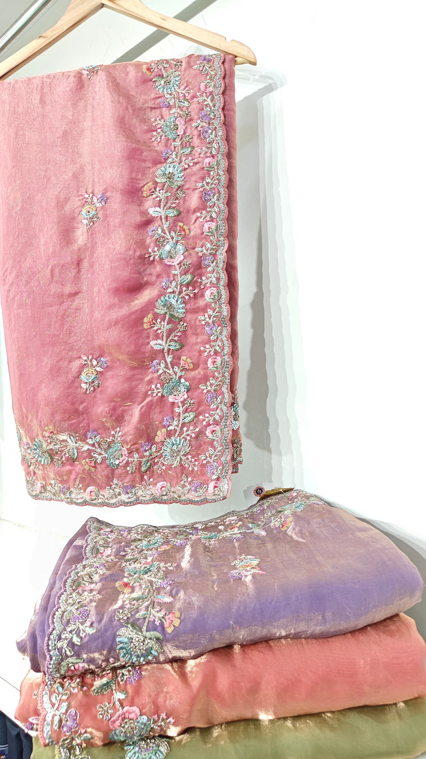 Blush Pink Satin Silk Saree