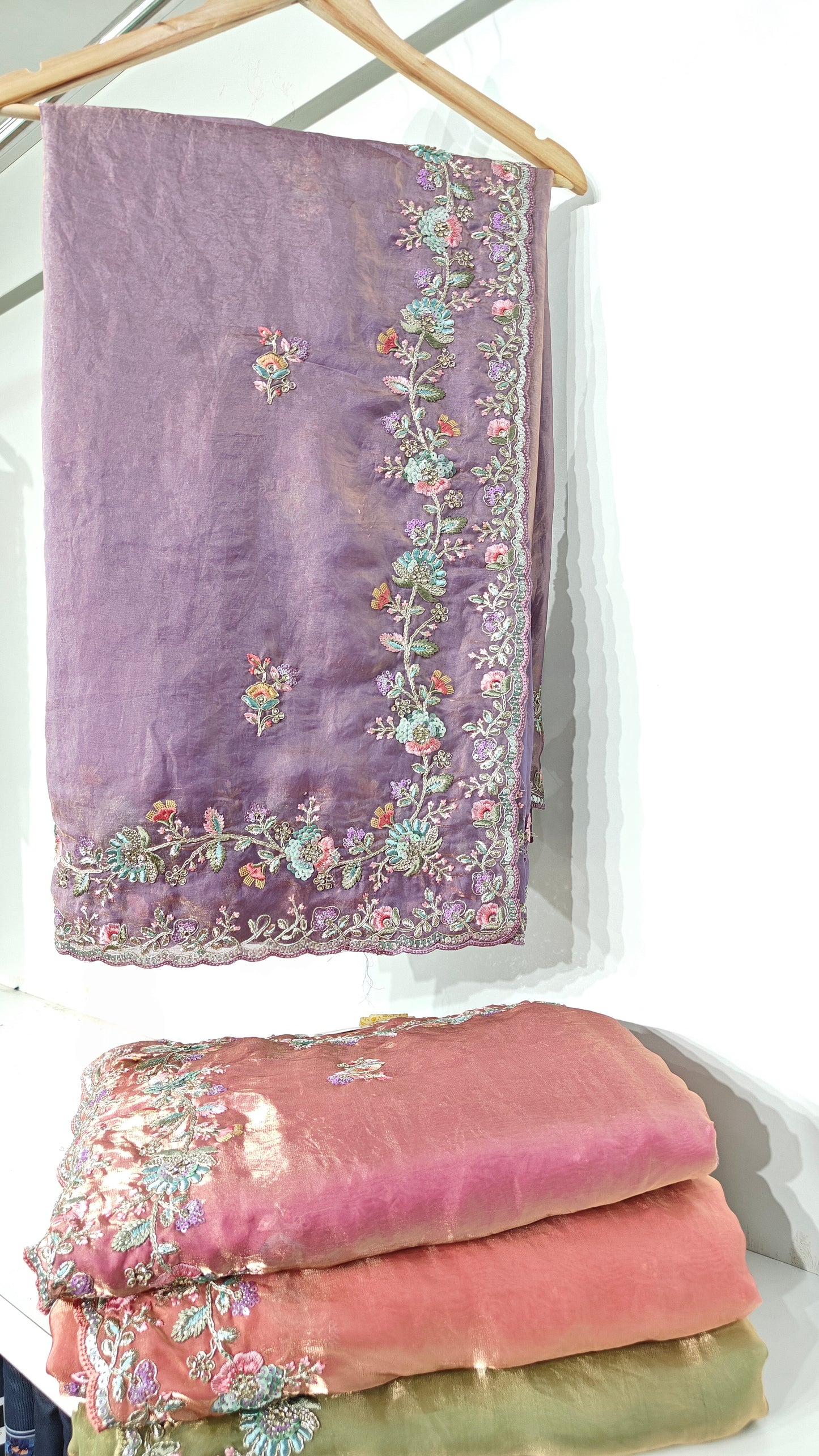 Dusty Lavender Satin Silk Saree