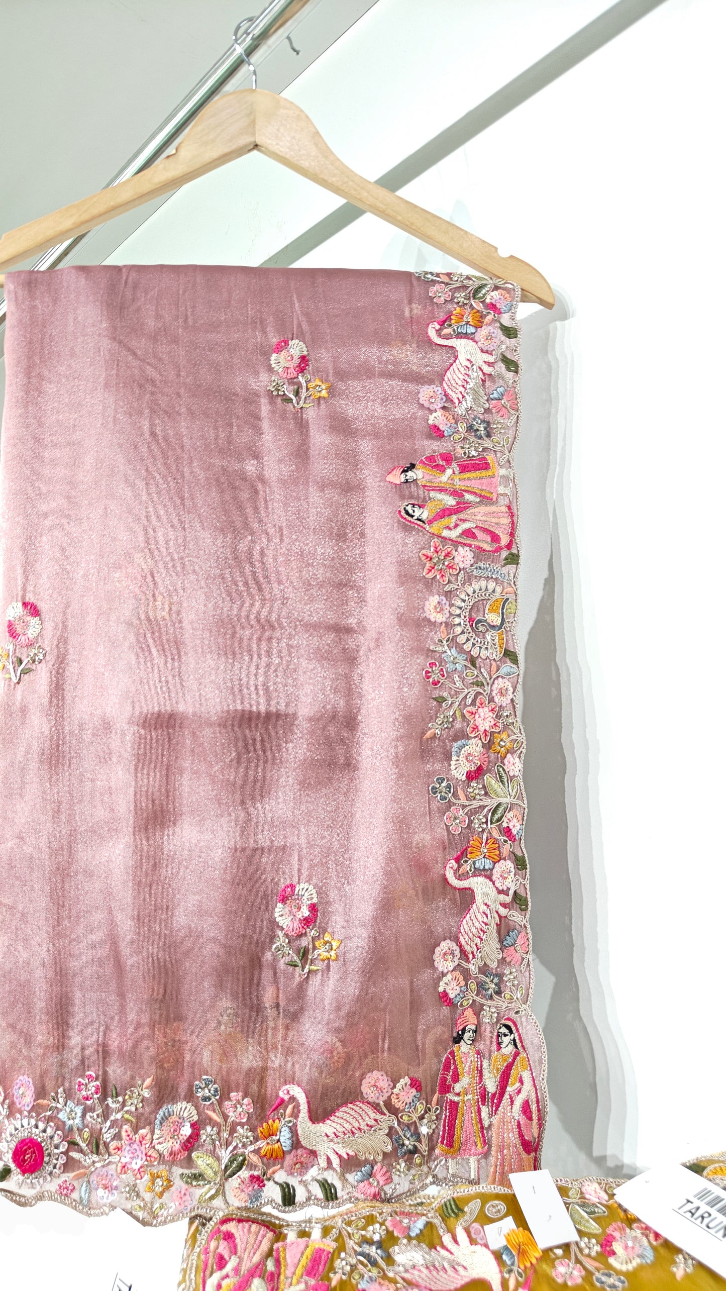 Rose Pink Organza Sequins Dulha-Dulhan Work Saree