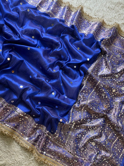 Blue Banarasi Soft Tissue Silk Saree