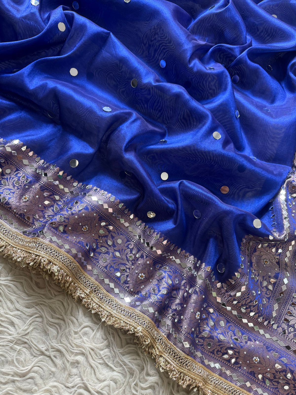 Blue Banarasi Soft Tissue Silk Saree