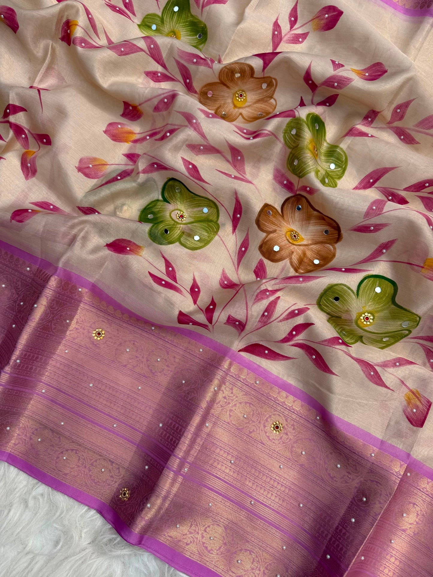 Meher Blossom – Banarasi Mirror Tissue Silk Saree