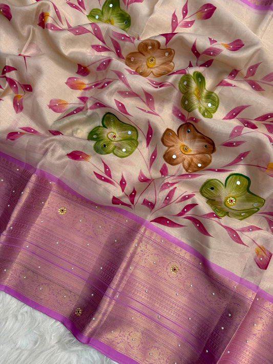 Meher Blossom – Banarasi Mirror Tissue Silk Saree