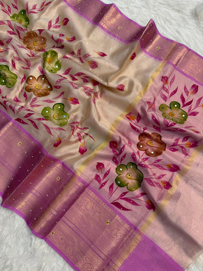 Meher Blossom – Banarasi Mirror Tissue Silk Saree