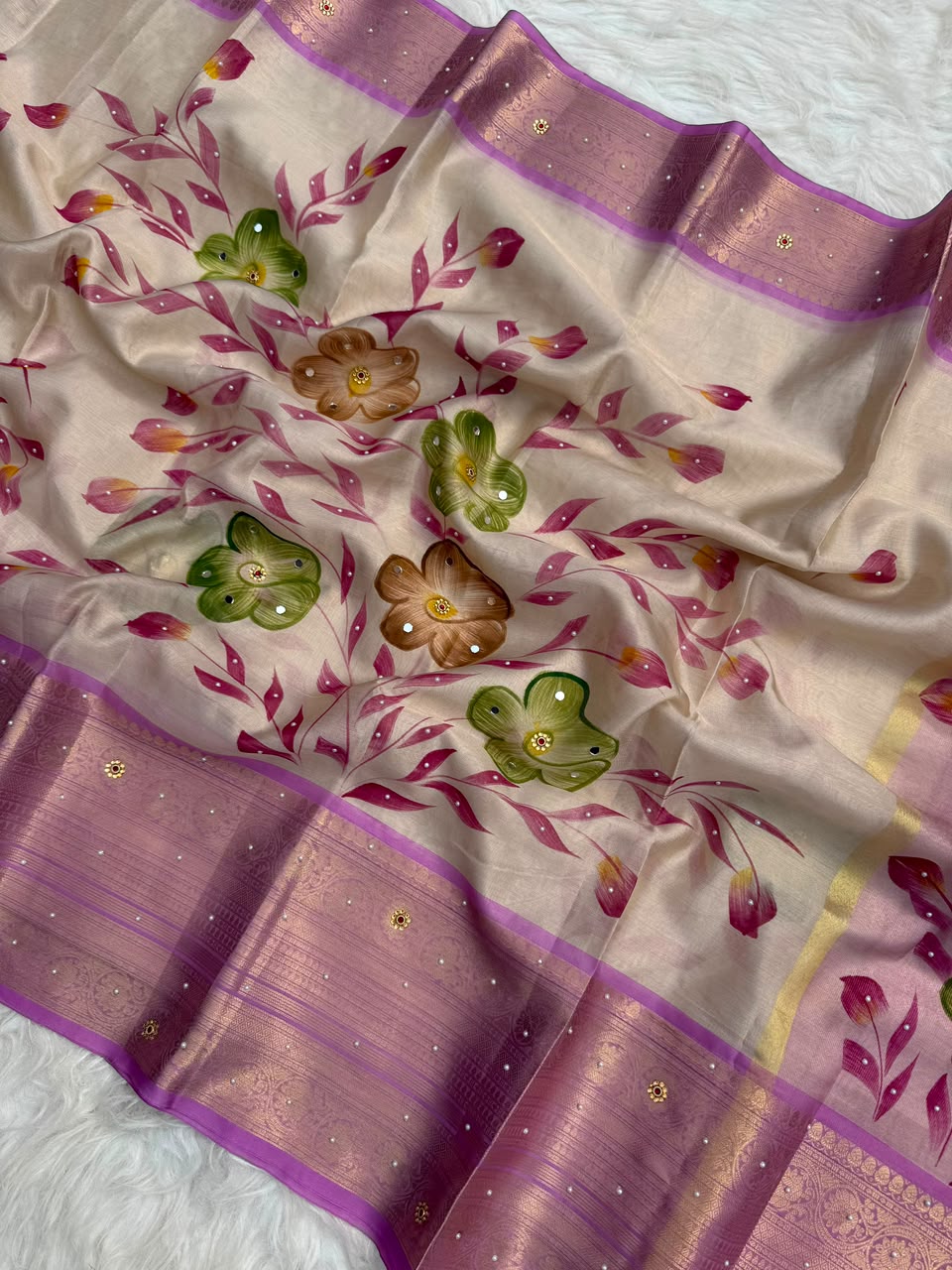 Meher Blossom – Banarasi Mirror Tissue Silk Saree