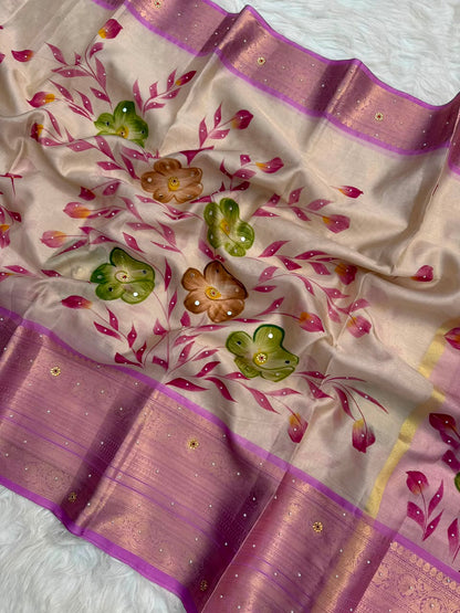 Meher Blossom – Banarasi Mirror Tissue Silk Saree