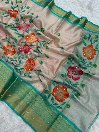 Vanya Blossom – Banarasi Mirror Tissue Silk Saree