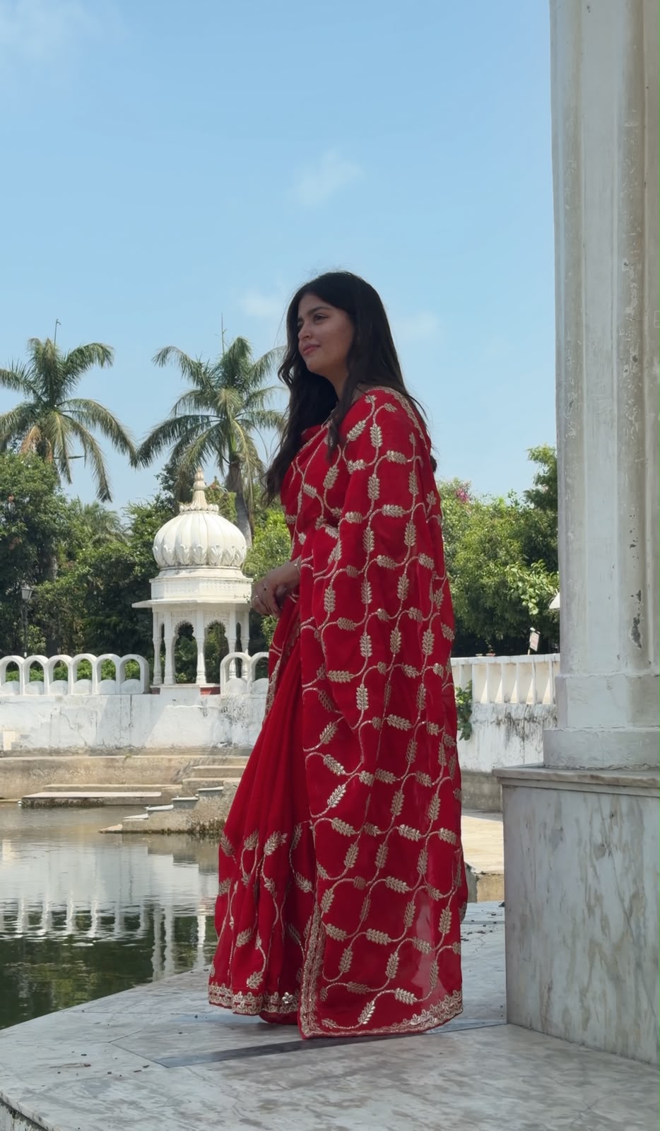 Red Gotta Patti Saree