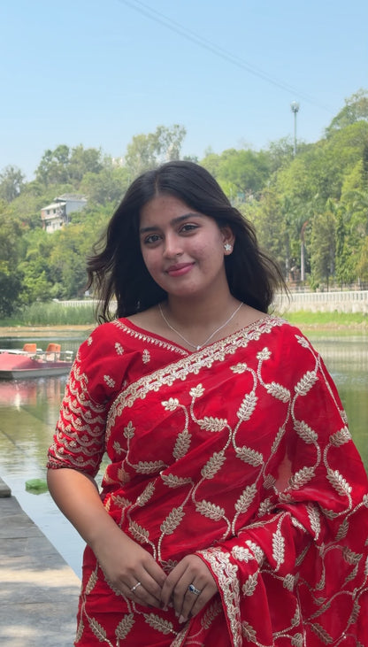 Red Gotta Patti Saree