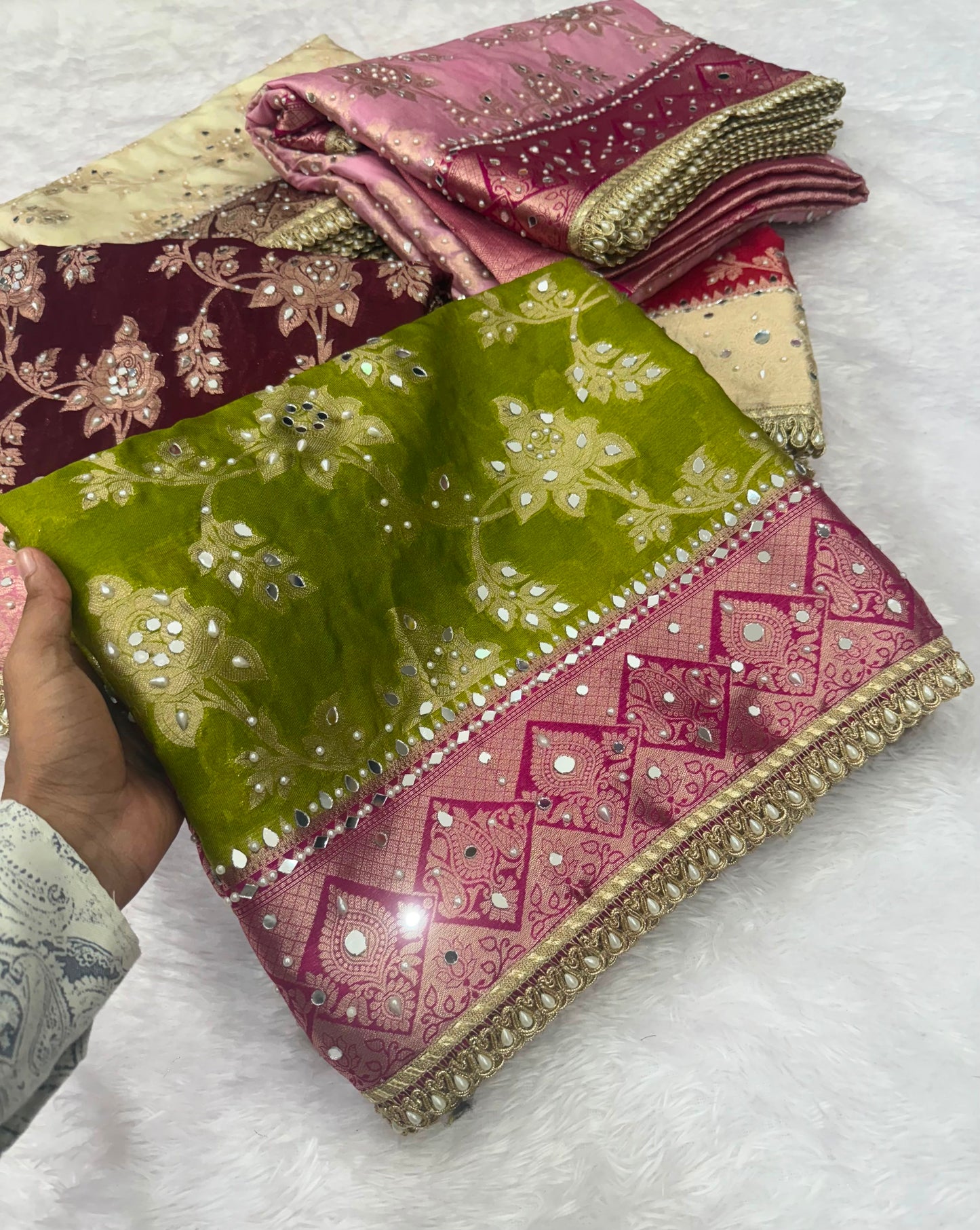 Mehendi Green Banarasi Warm Silk Saree