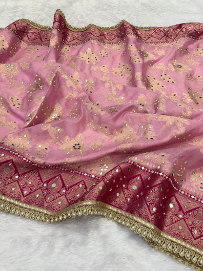 Blush Pink Banarasi Warm Silk Saree