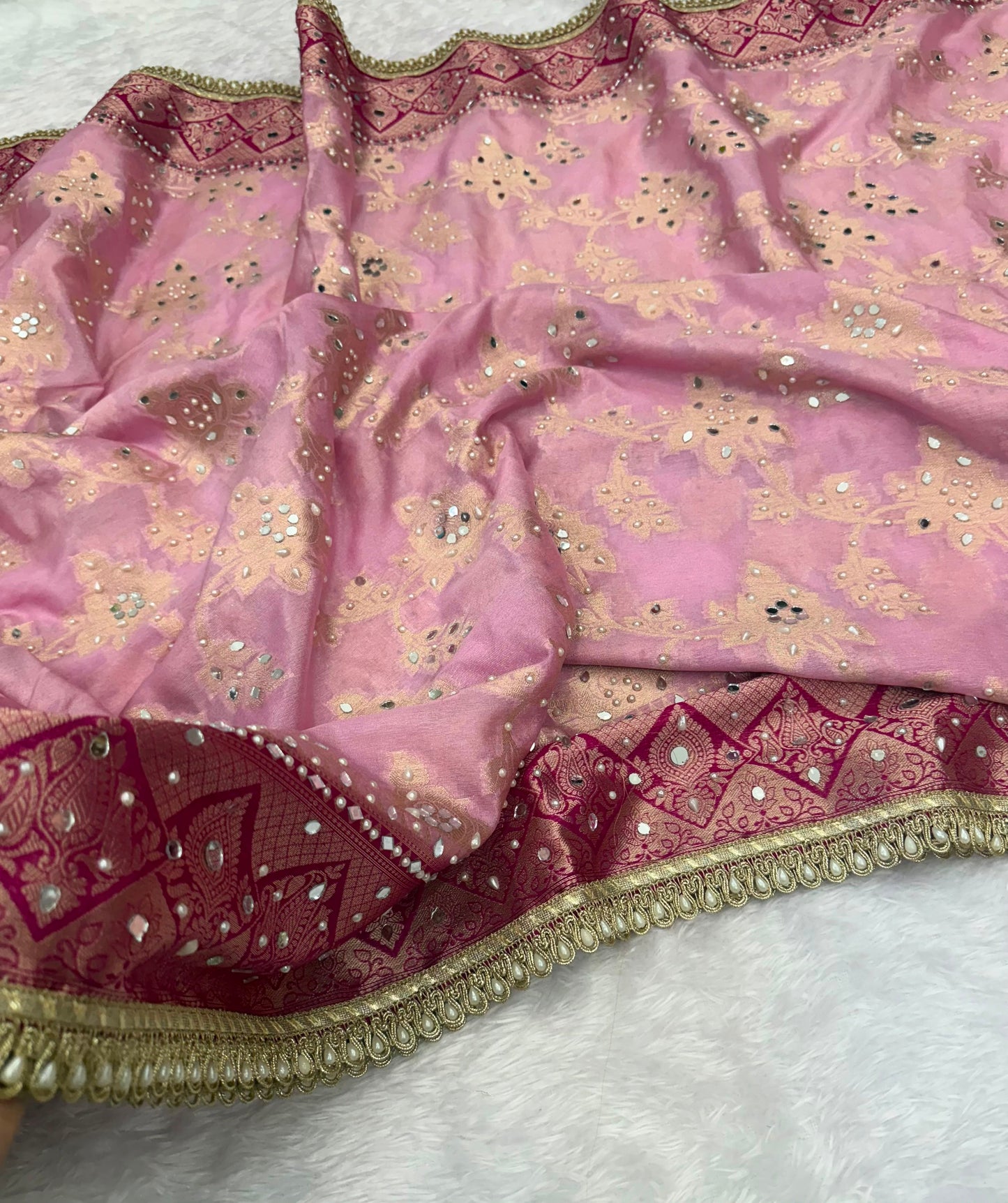 Blush Pink Banarasi Warm Silk Saree