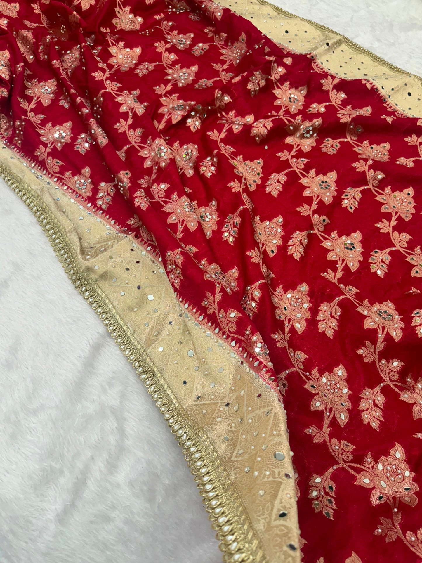 Ruby Red Banarasi Warm Silk Saree