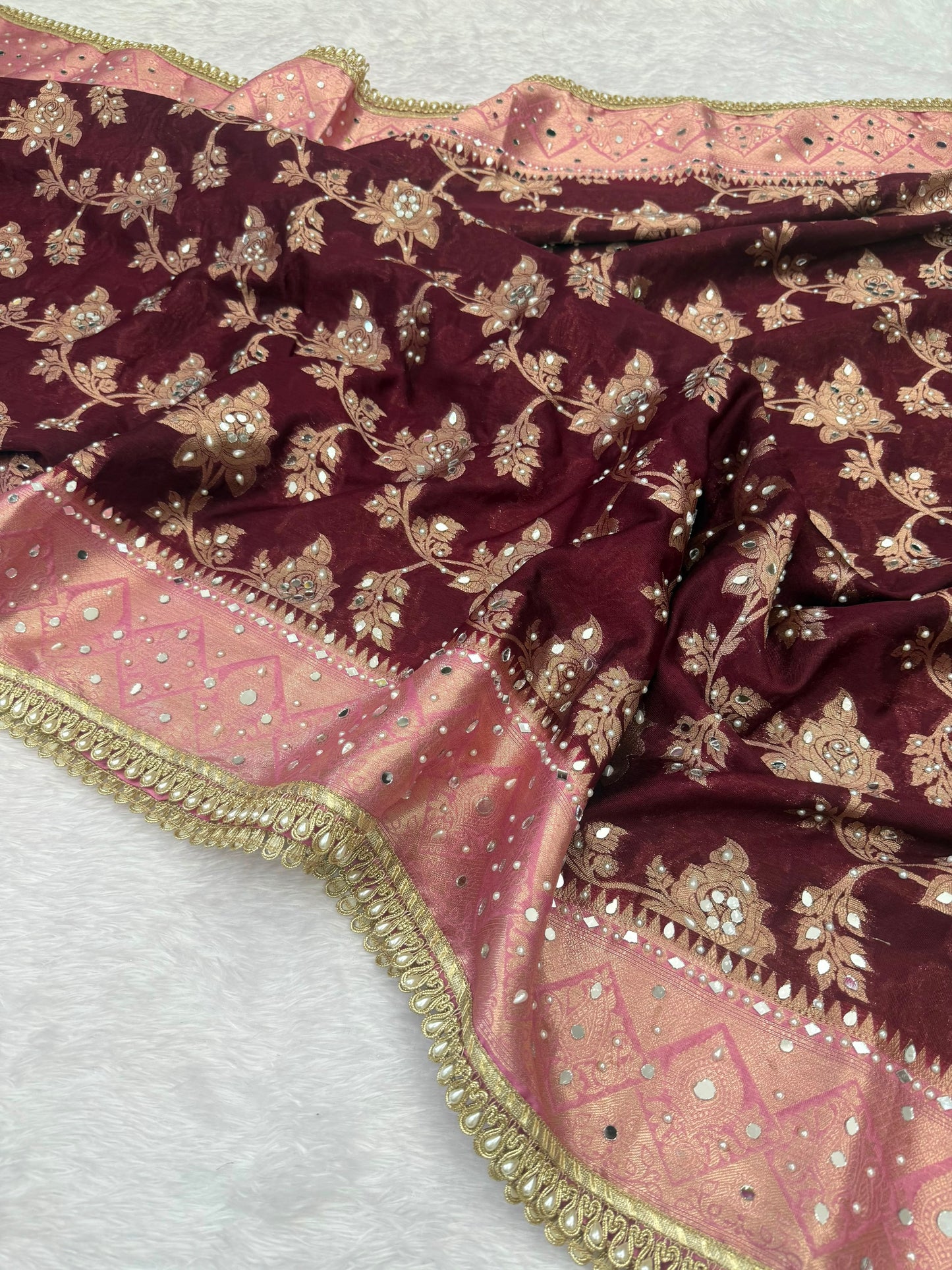 Royal Wine Banarasi Warm Silk Saree
