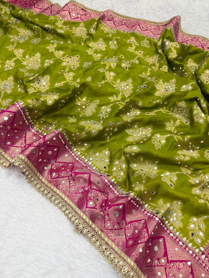 Mehendi Green Banarasi Warm Silk Saree