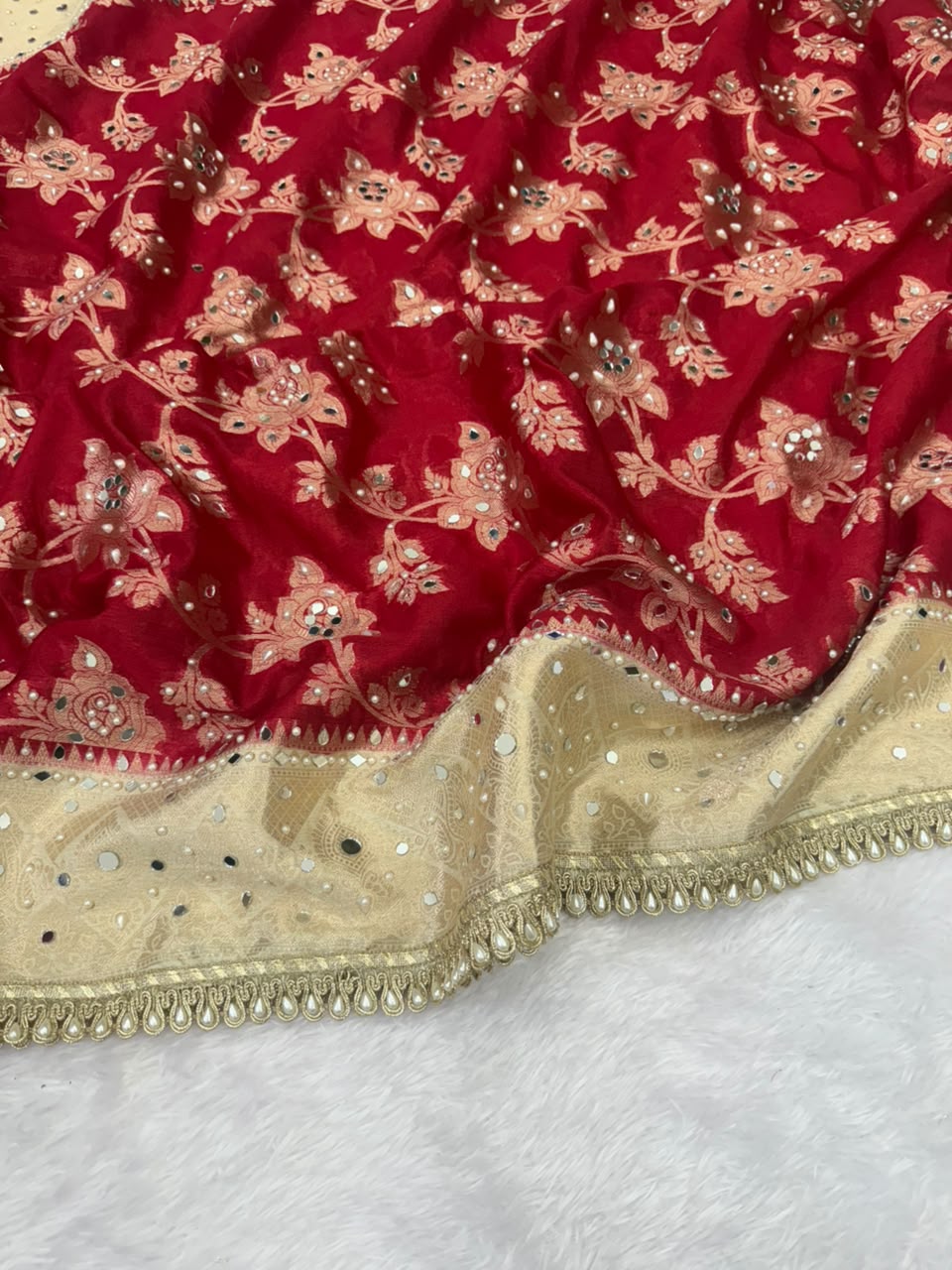 Ruby Red Banarasi Warm Silk Saree